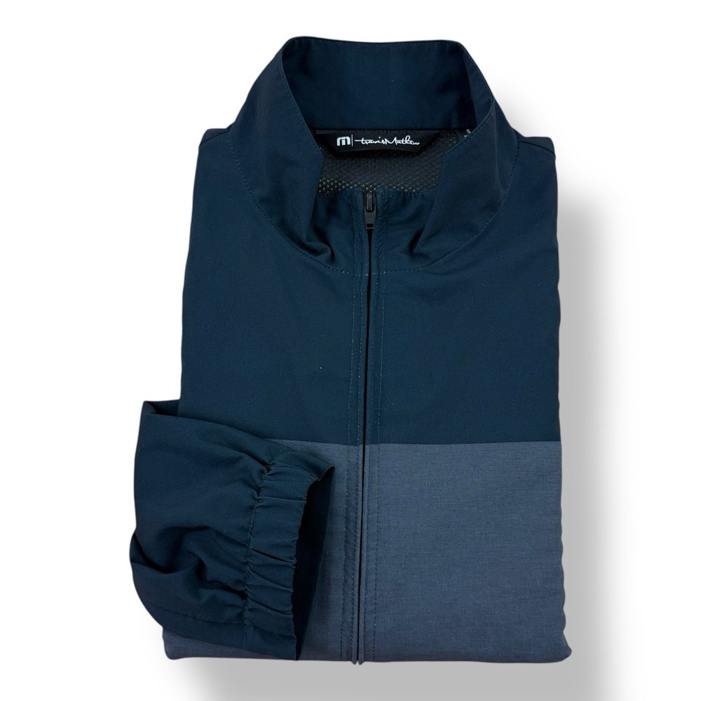 Travis Mathew Blue Gray Colorblock Jacket Full Zip Polyester Spandex Small